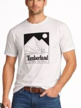Timberland White Short Sleeve Mountain Logo Tee